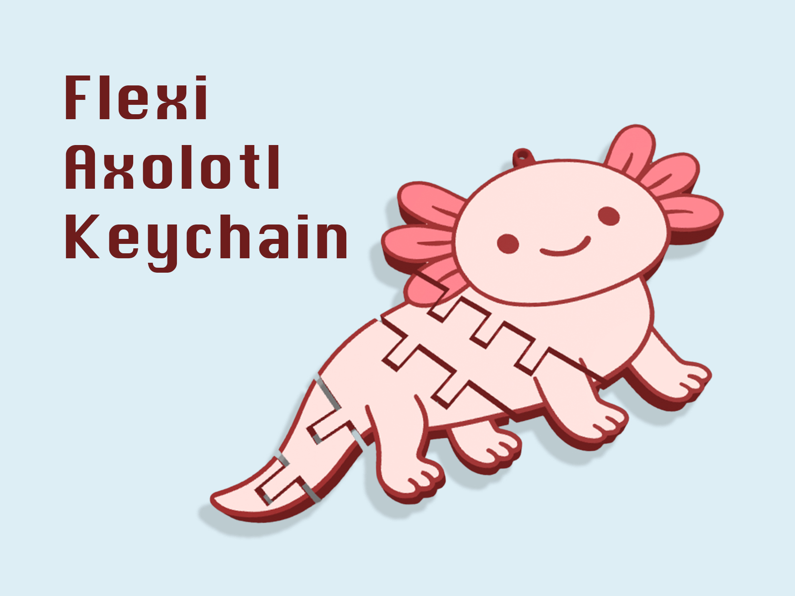 Cute Flexi Axolotl Keychain – Easy Print!