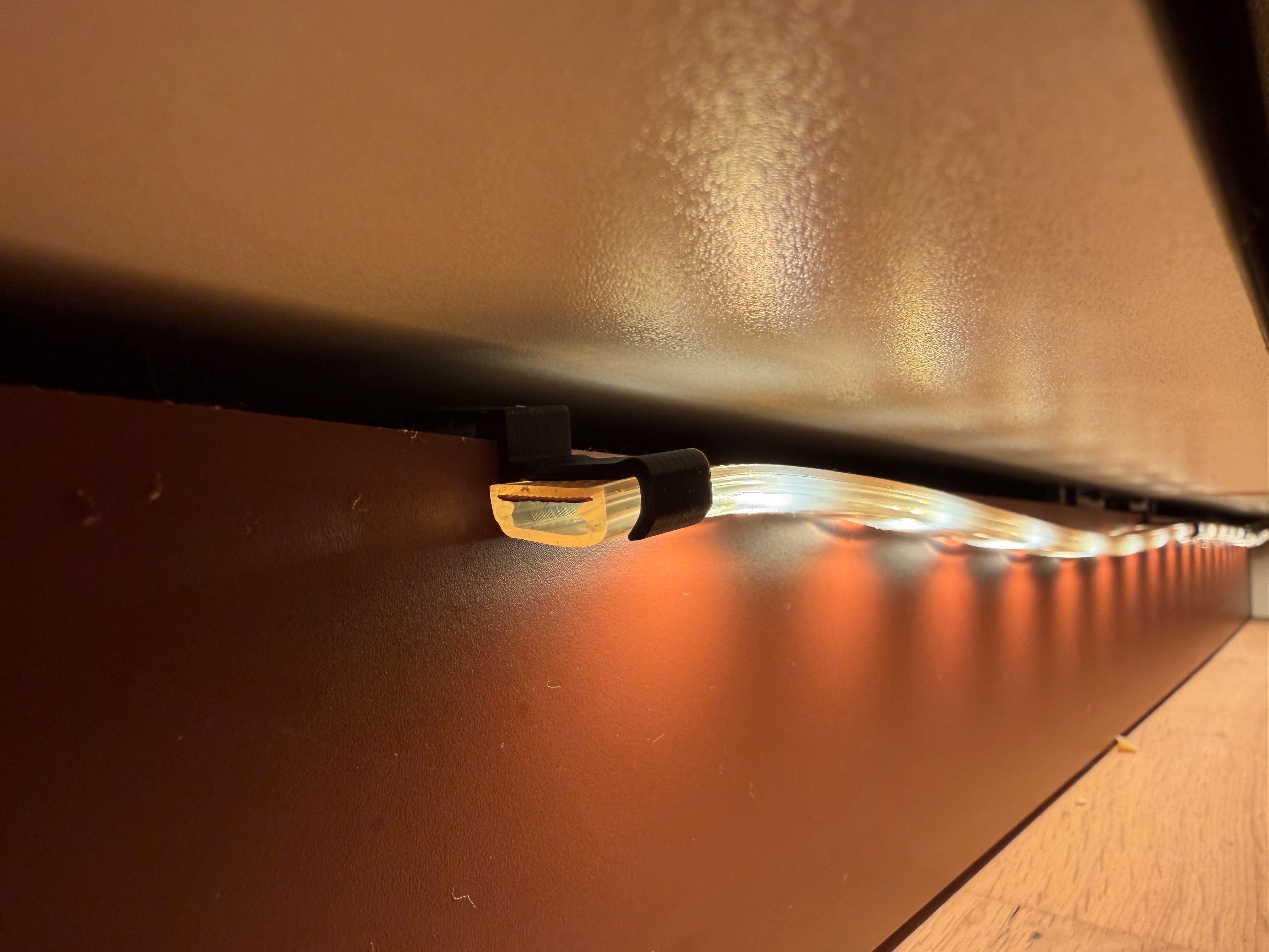 Led strip holder over 13mm kitchen border