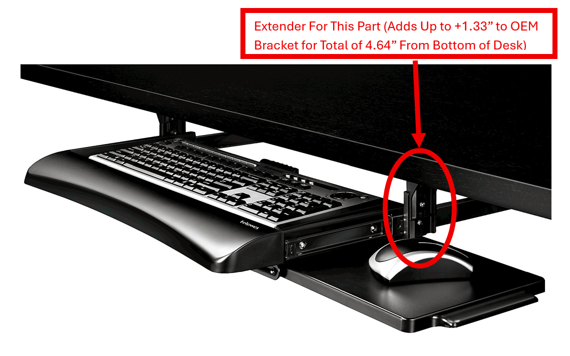 Fellowes Keyboard Holder Model 9140305 Bracket EXTENDED 1.33 Inch