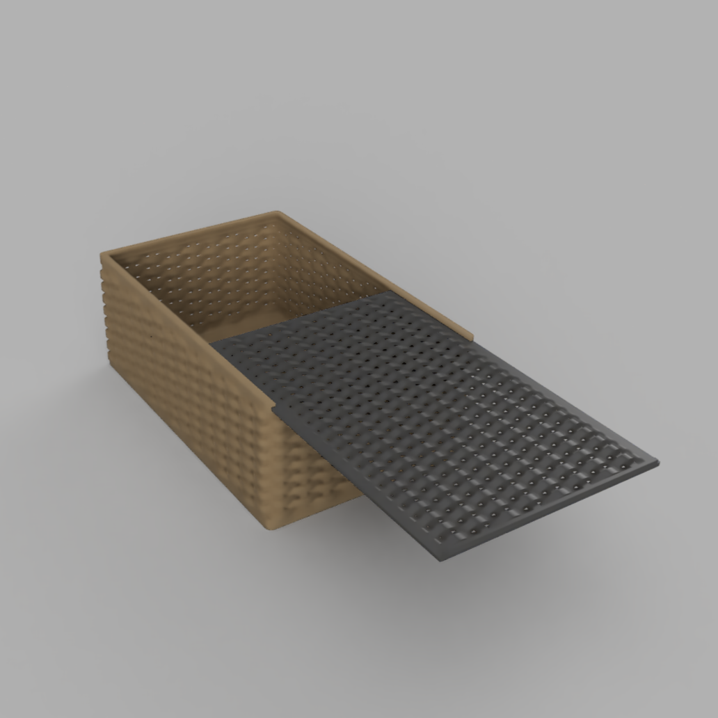 Woven box with sled lid