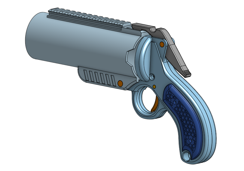 Fortinbras: A Fully 3d Printed Nerf Stringer Flare Blaster (Uses DB Shells) — miniatura 2