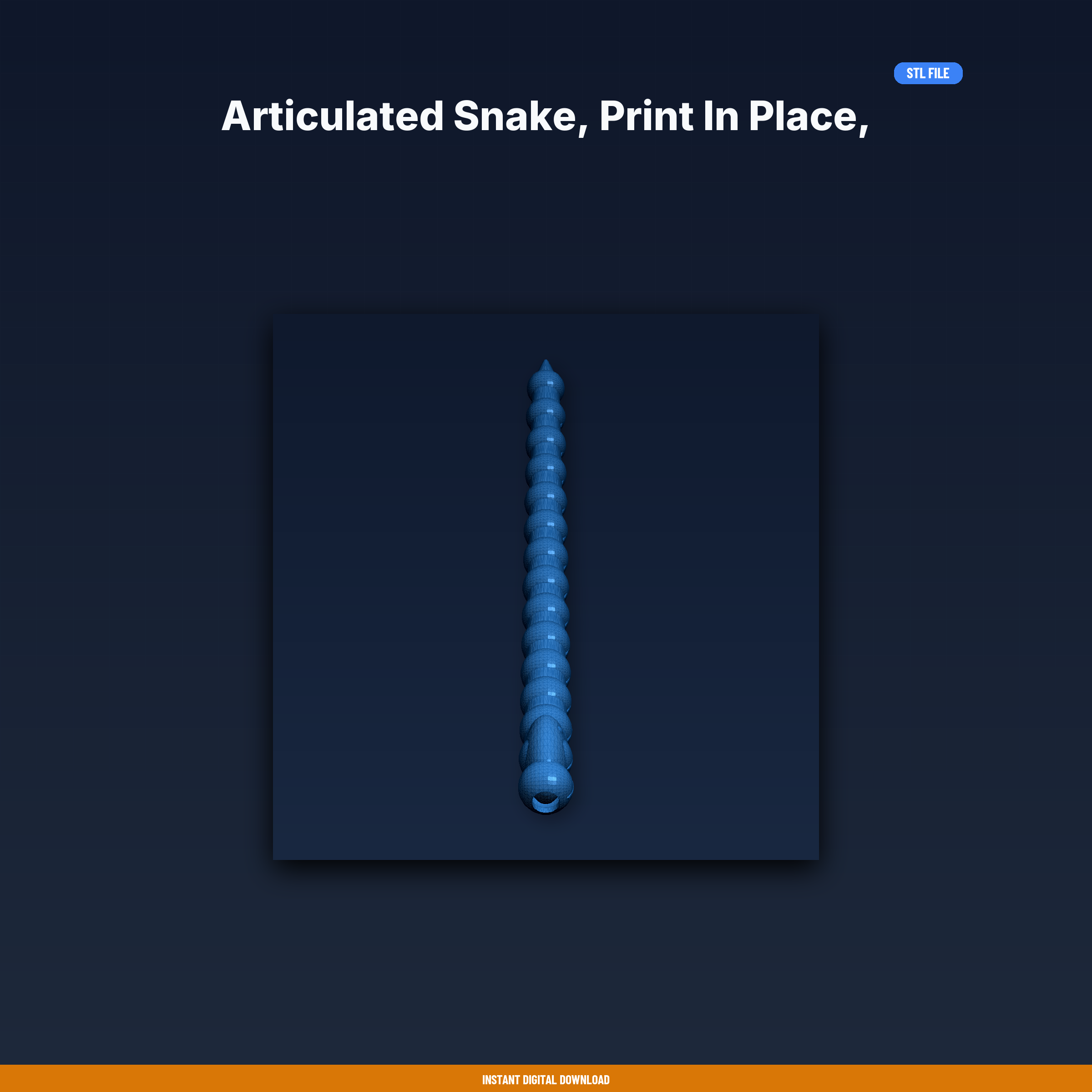 Articulated Snake, Print in Place, Ball Socket Joints, Flexible - 3D Printable STL File