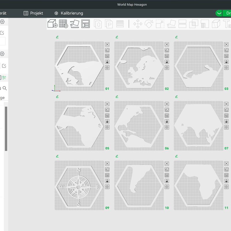 WallArt - World Map Hexagon 12 pcs by RGB Slotcover | Download free STL ...