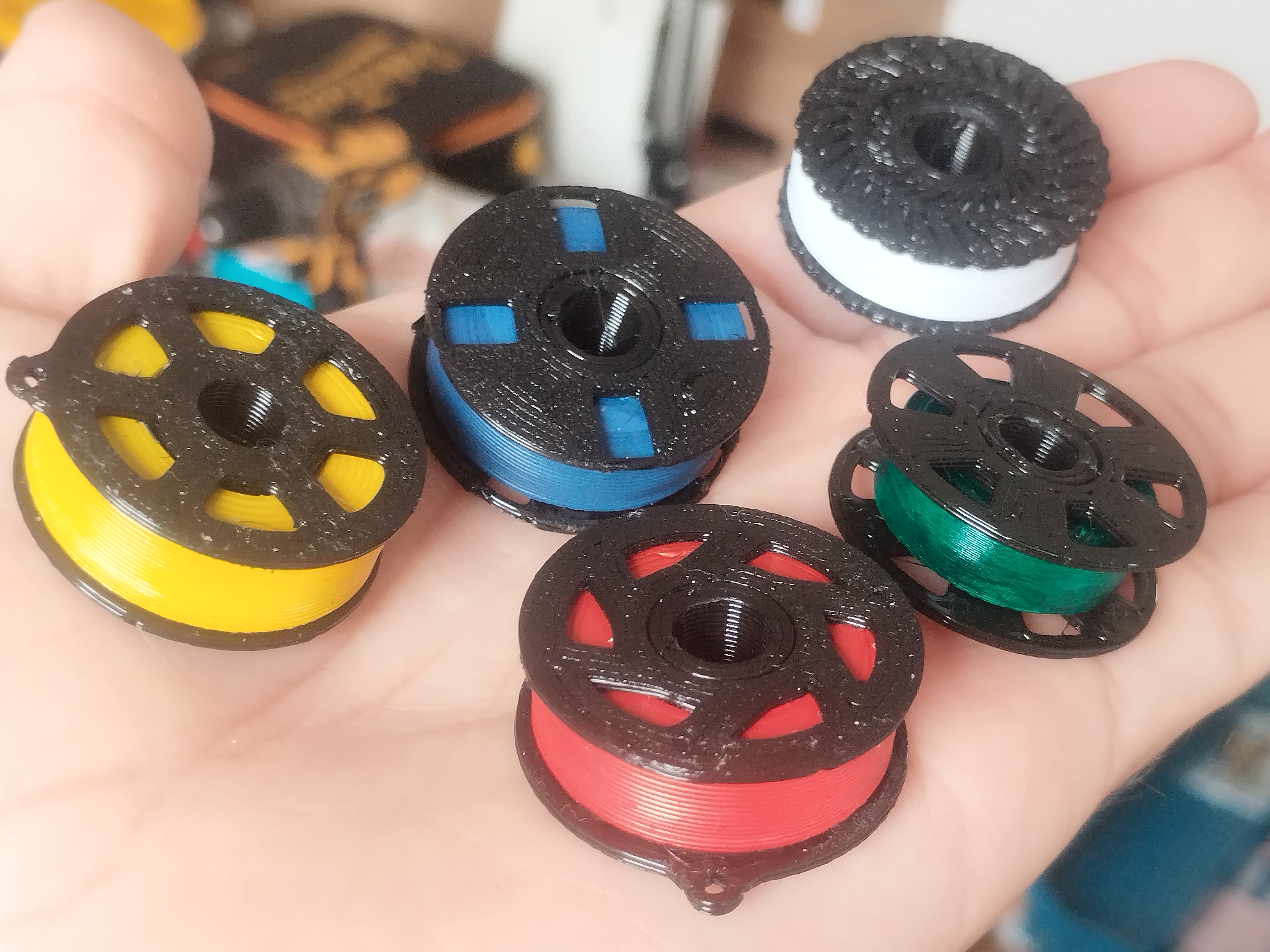 Miniature filament spool keychain