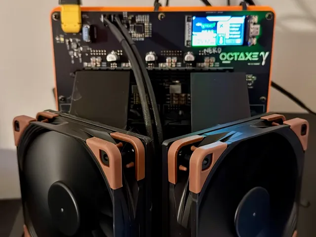 Updated 90mm to 120 fan adapter with side vents to cool the VRMs for Bitaxe NerdOCTaxe bitcoin miner