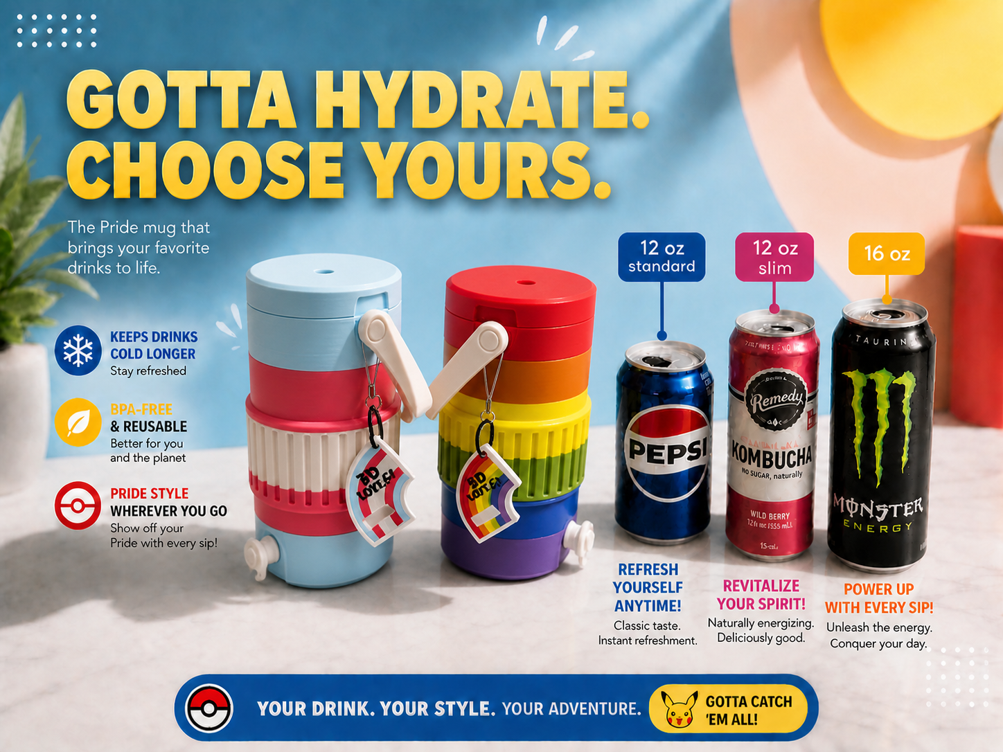 16oz 3in1 Can Cooler - Pride