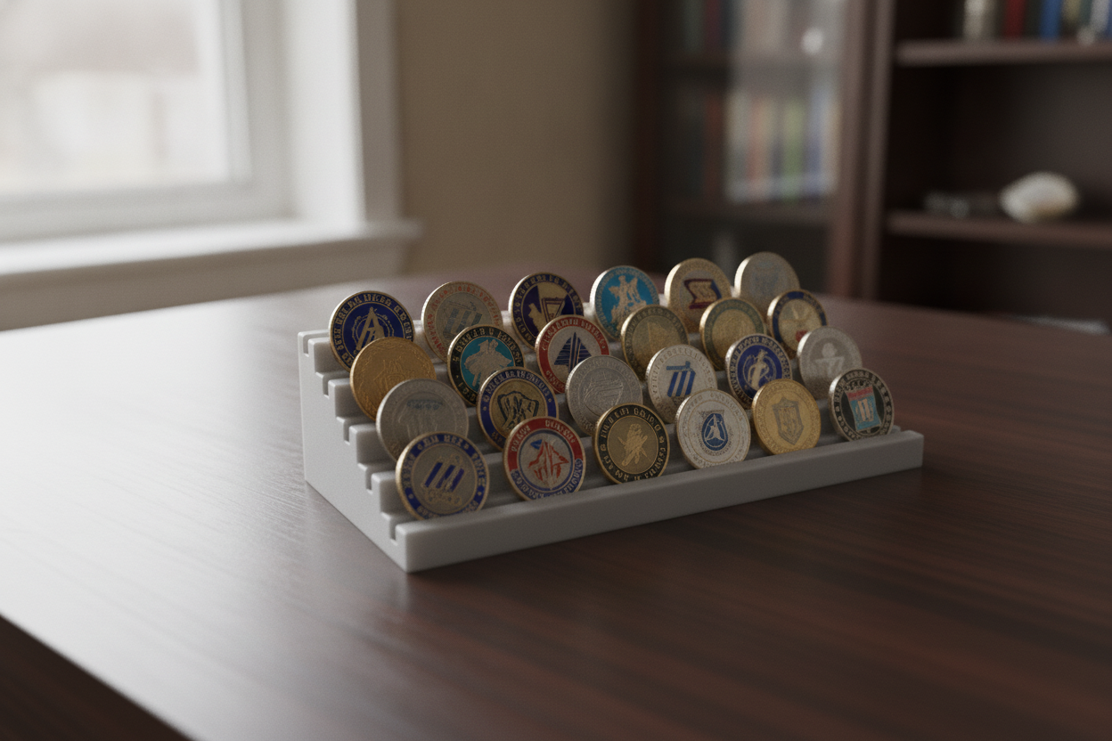 Honeycomb Storage Wall Challenge Coin Display