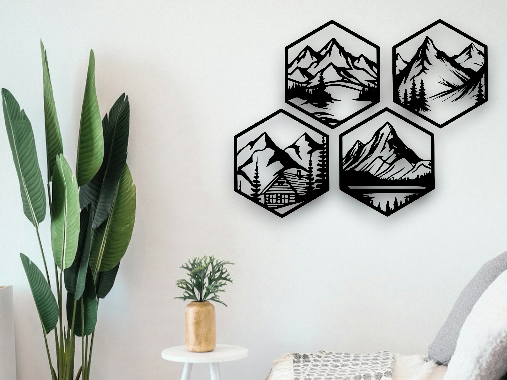 Hexagon Mountains Wall Art - v3