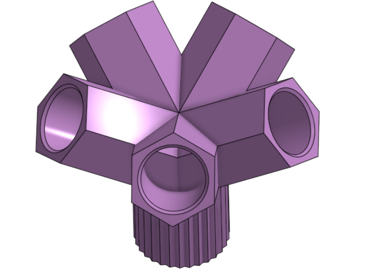 Hexagonal Corner Connector x6 45deg for PCV Tubing