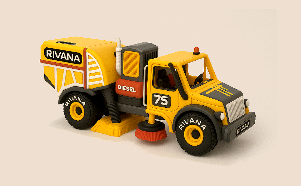 Yellow Street Sweeper Truck