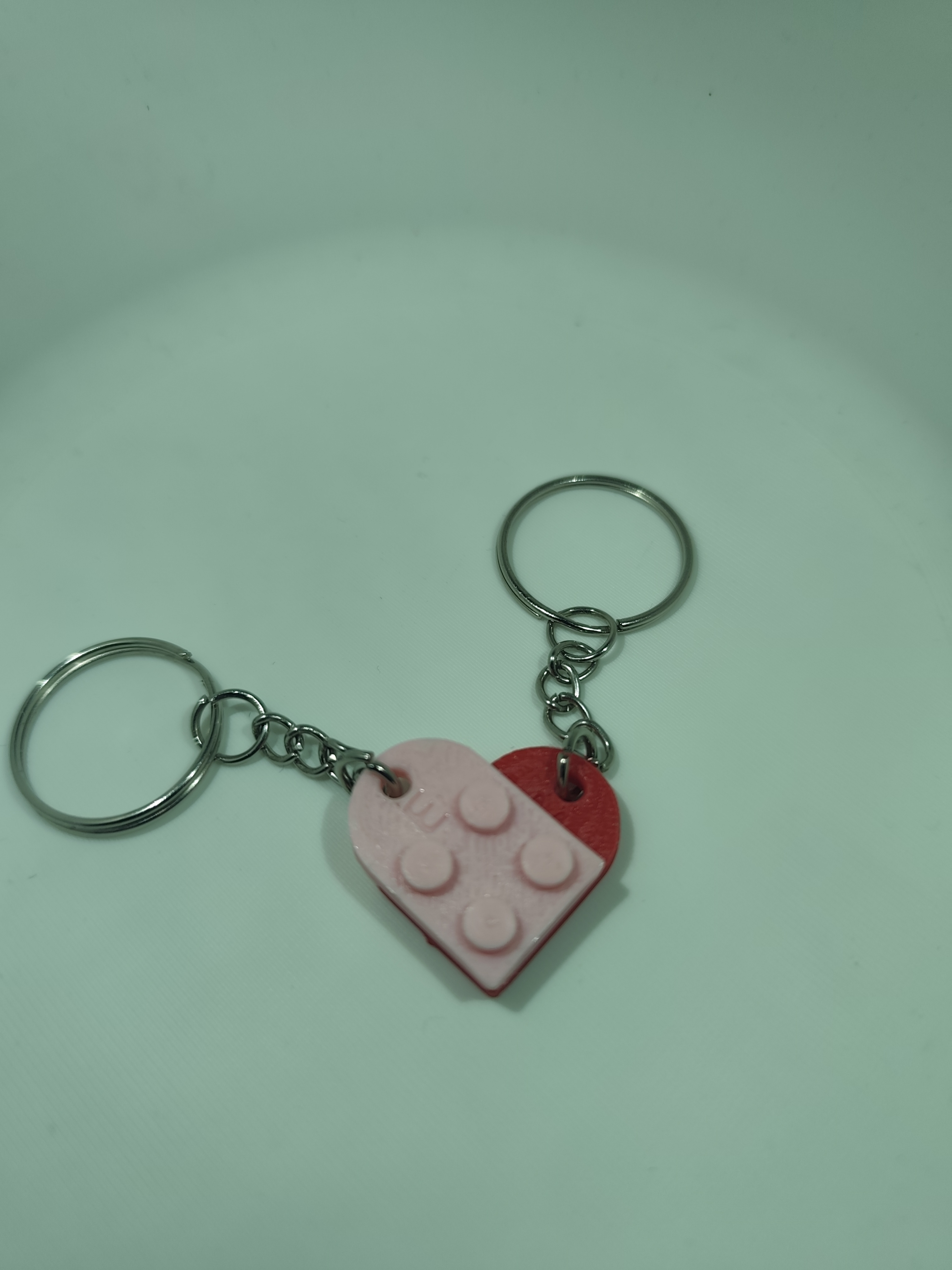 Lego Style heart keychain for both of you with your initials / breloki dla pary w stylu lego z waszymi inicjałami