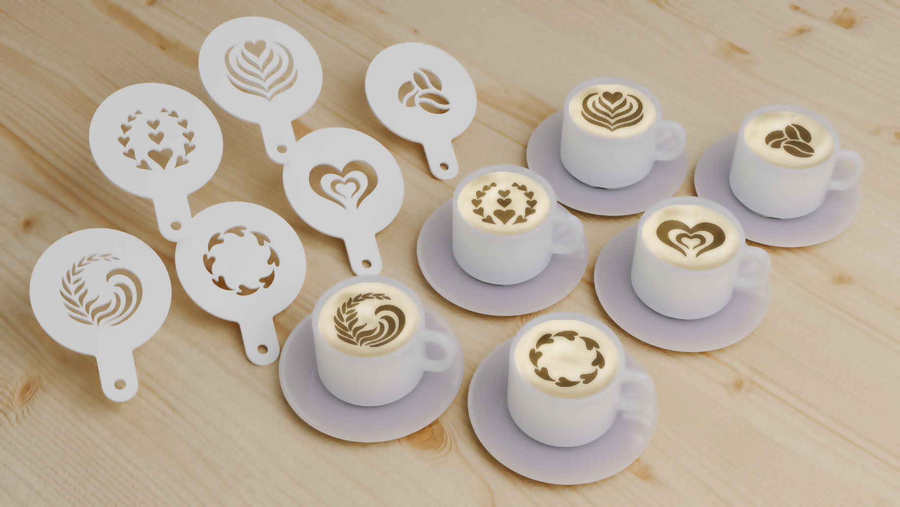 Coffee Stencils 3D model thumbnail