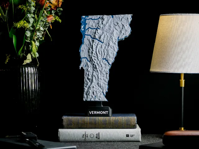 Vermont, USA (VT) Topographic Map with Rivers