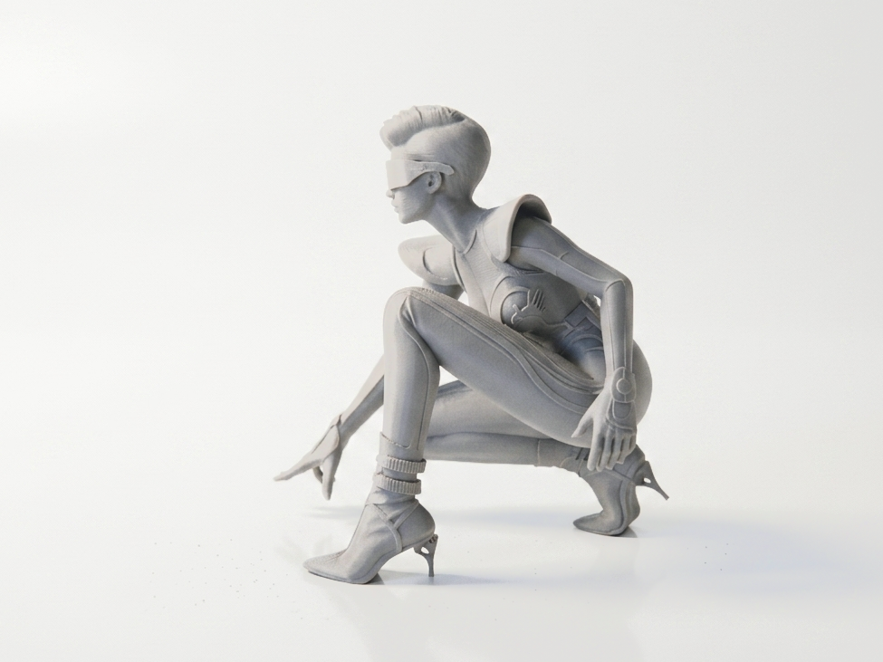 Futuristic Lady Figurine Female Sci-Fi 3D Printable