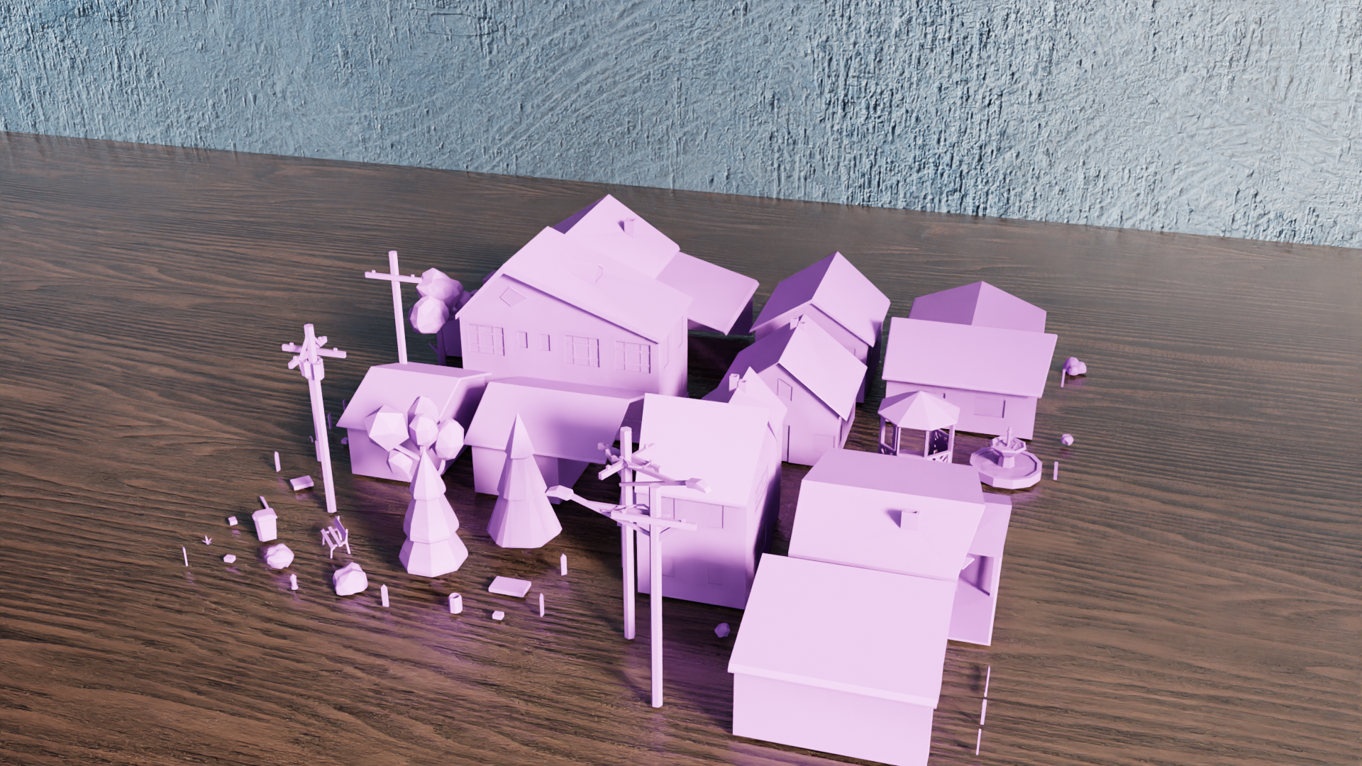 Miniatura 4 do modelo 3D Low Poly Town Elements Collection V1