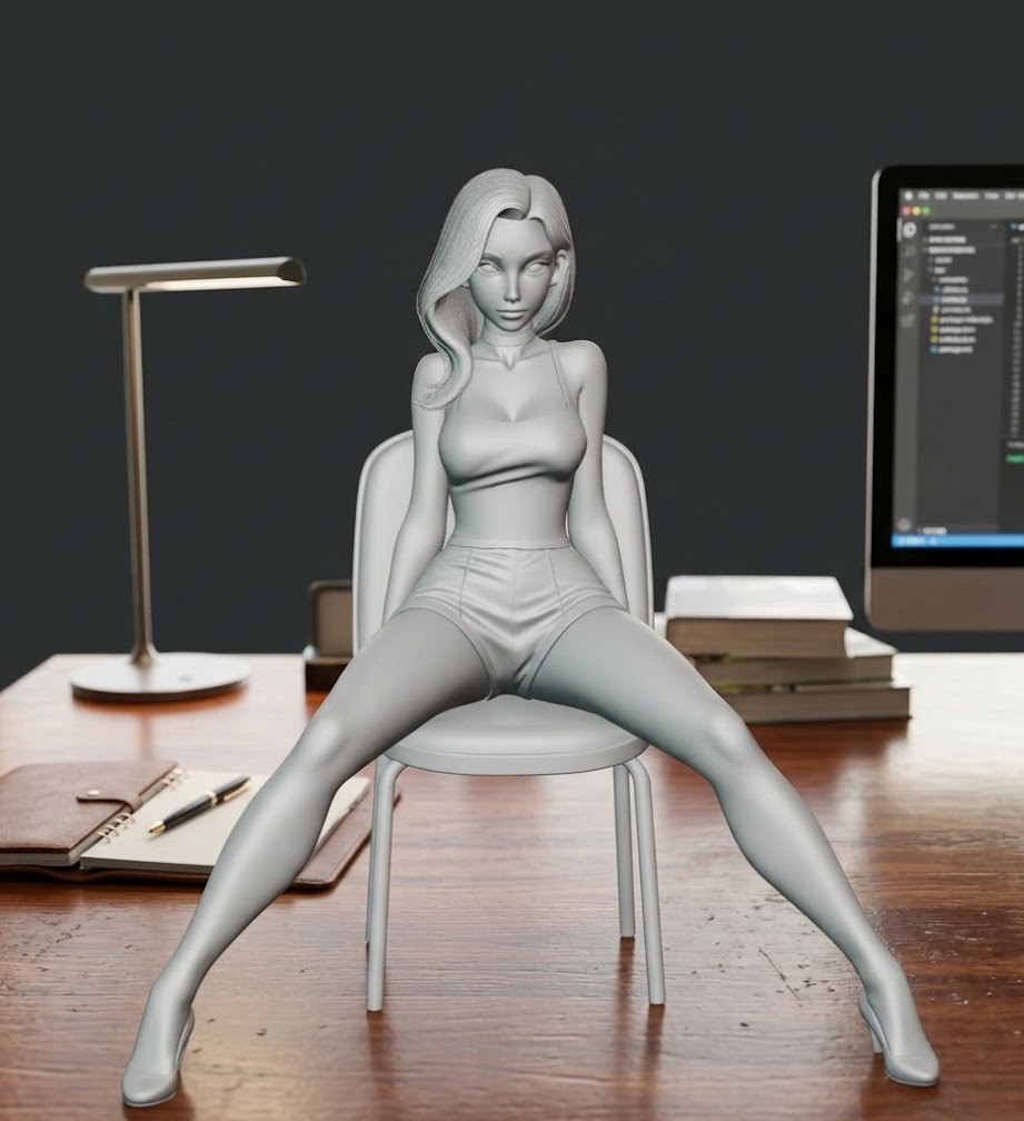sexy girl on chair with legs spread