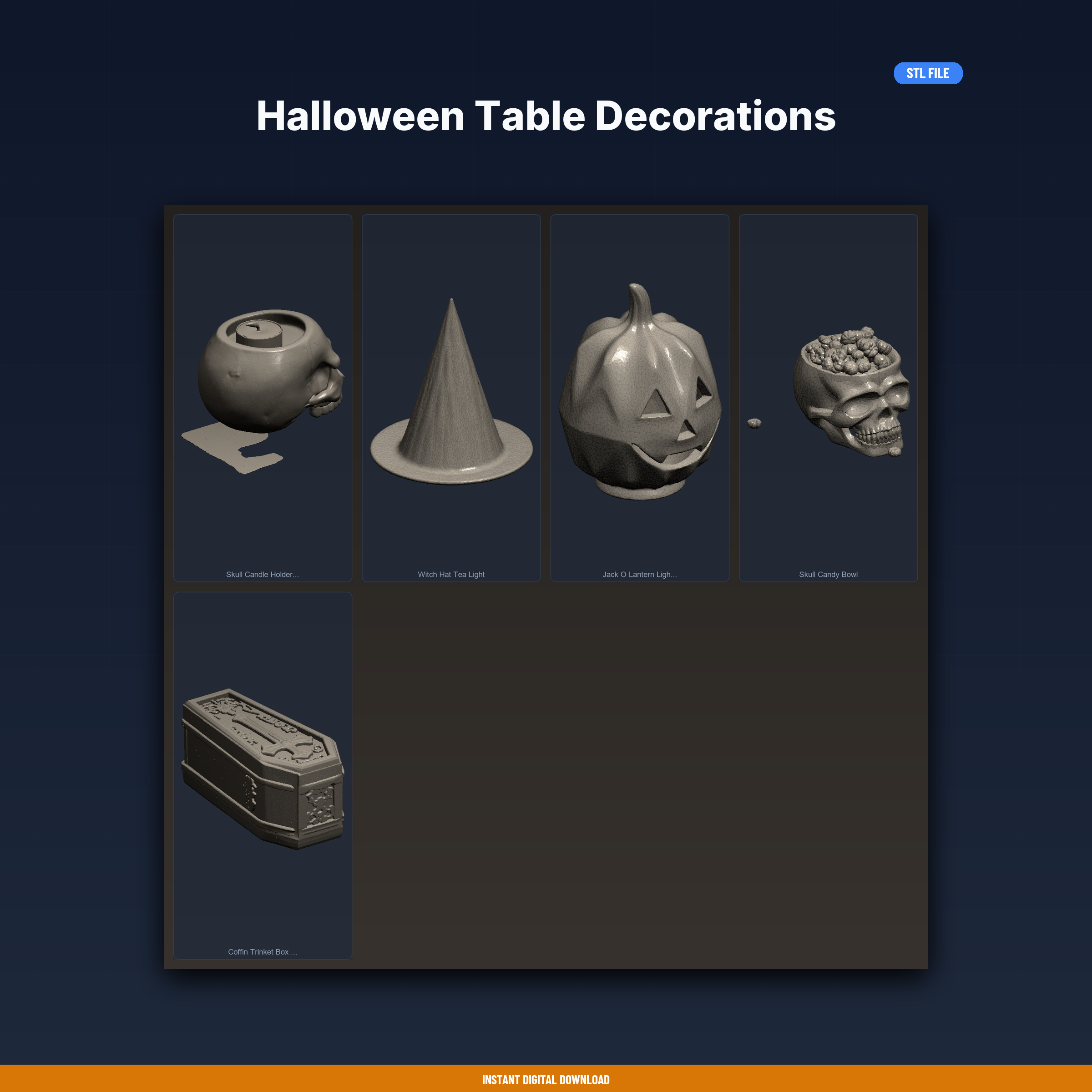 Halloween Table Decorations - 5-Model STL Bundle