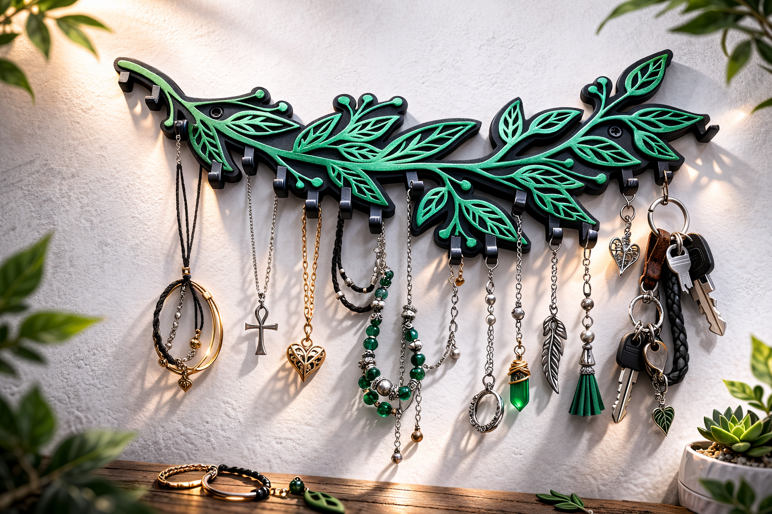 Leafy accessories/necklaces/keys wall hanger
