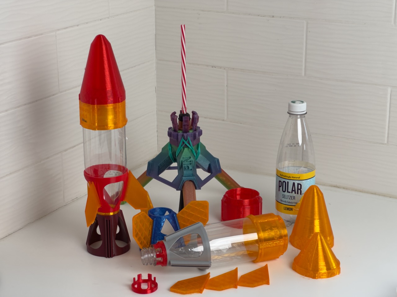 Water Rocket Parts for 0.5L Polar Seltzer Bottle