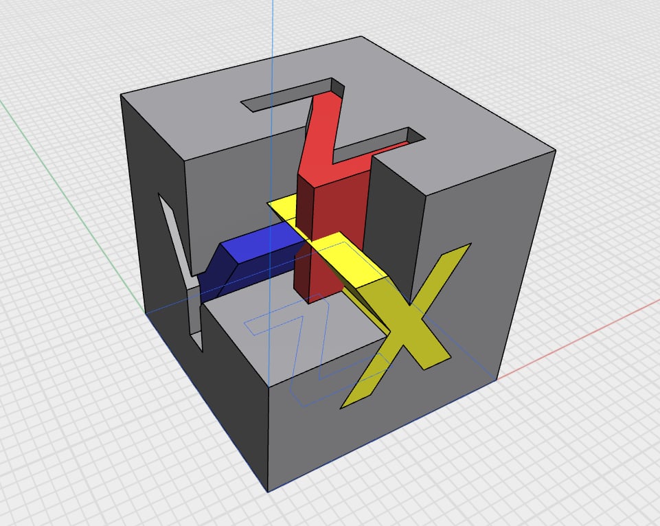 Test cube 20x20x20mm for snapmaker U1 to print with 4 color