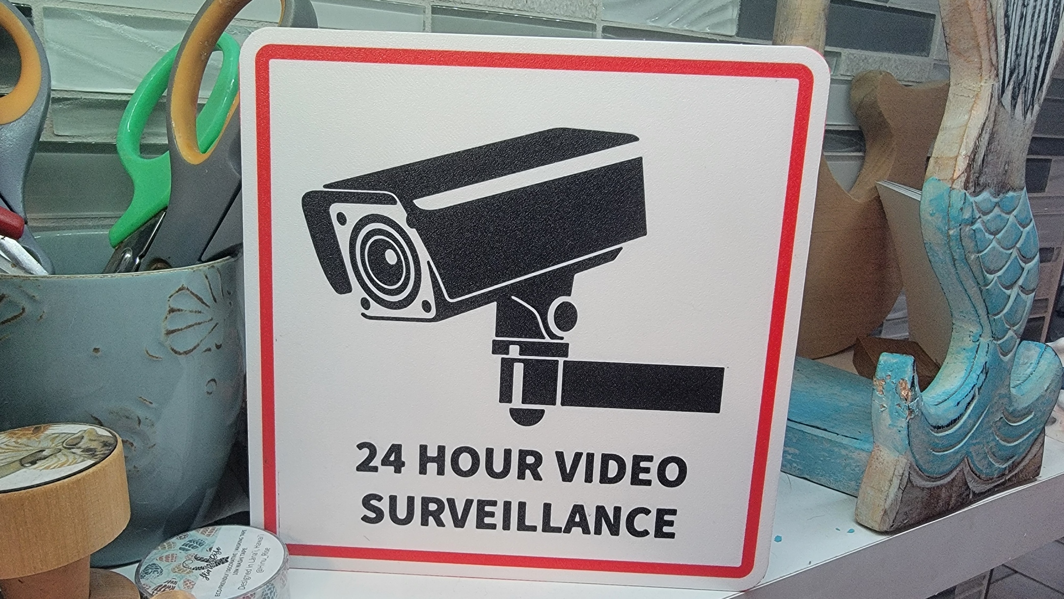 24 Hour Video Surveillance sign, security camera