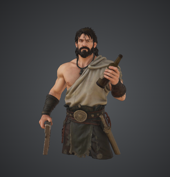 Rugged Tavern Brawler – Medieval Outlaw with Bottle & Club