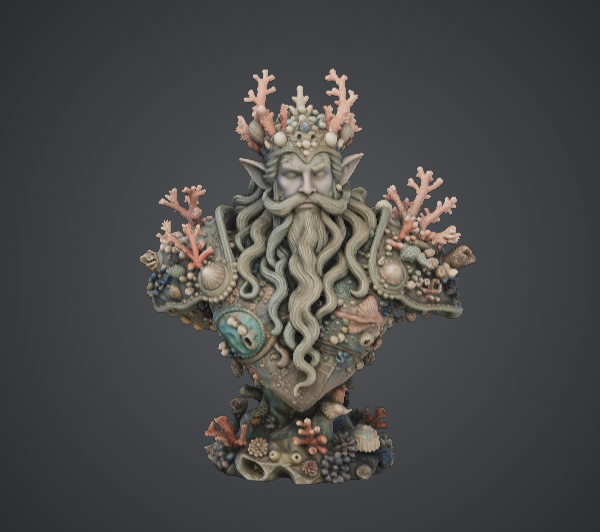 Sea King Coral Bust – Ocean God with Coral Crown
