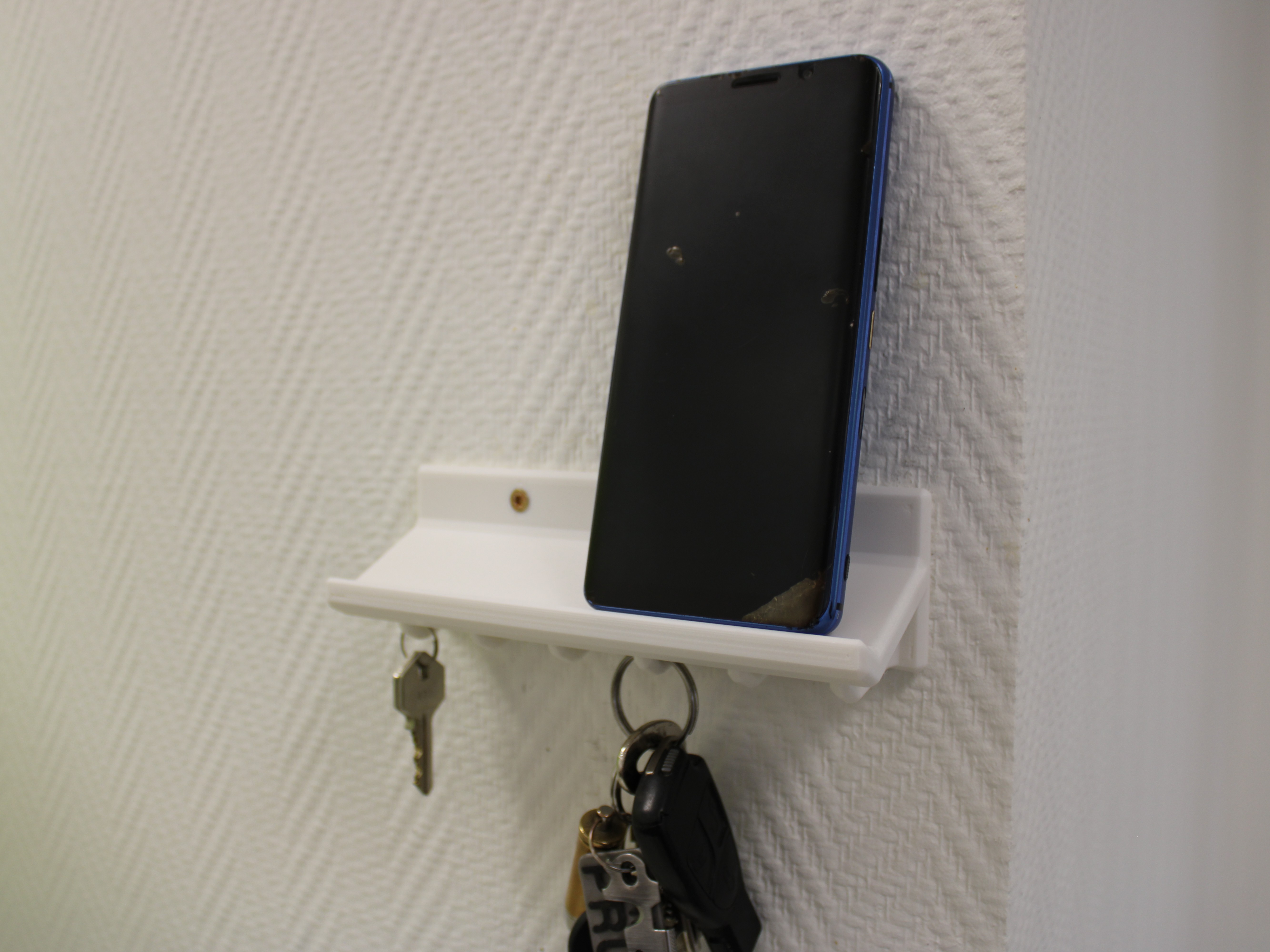 Phone and Keys Holder with engraveable plate | Wall Mount Hooks