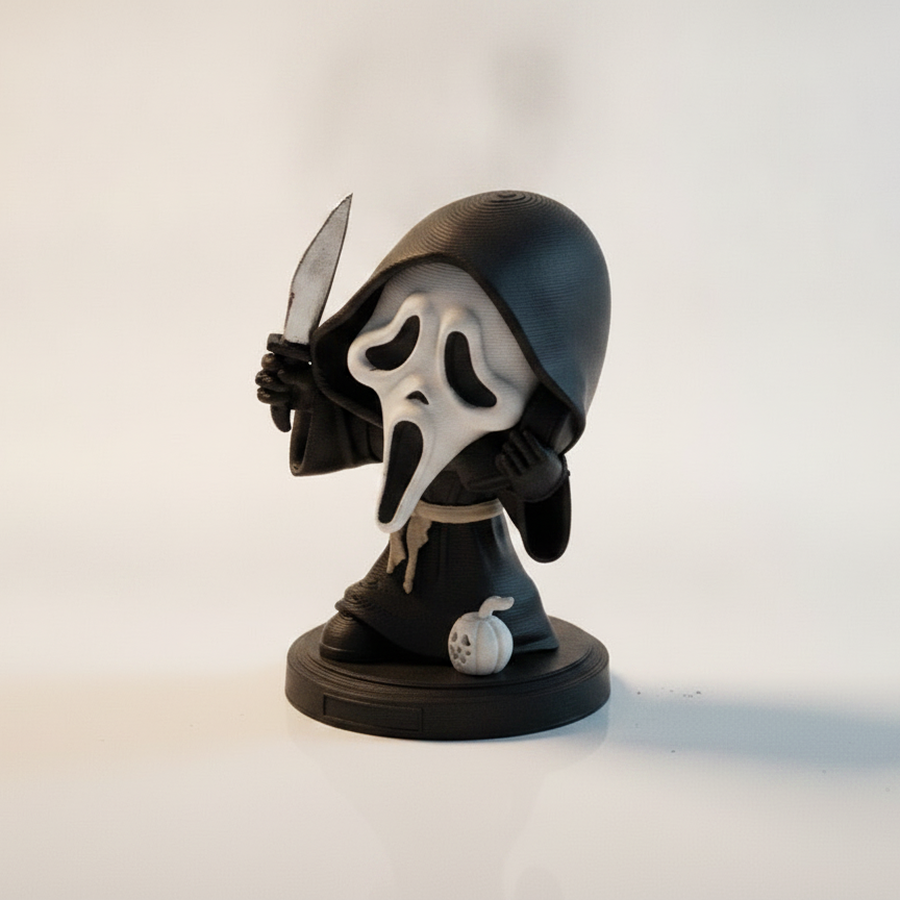 Chibi Ghostface Killer From Scream With Phone Figurine 3D Printable