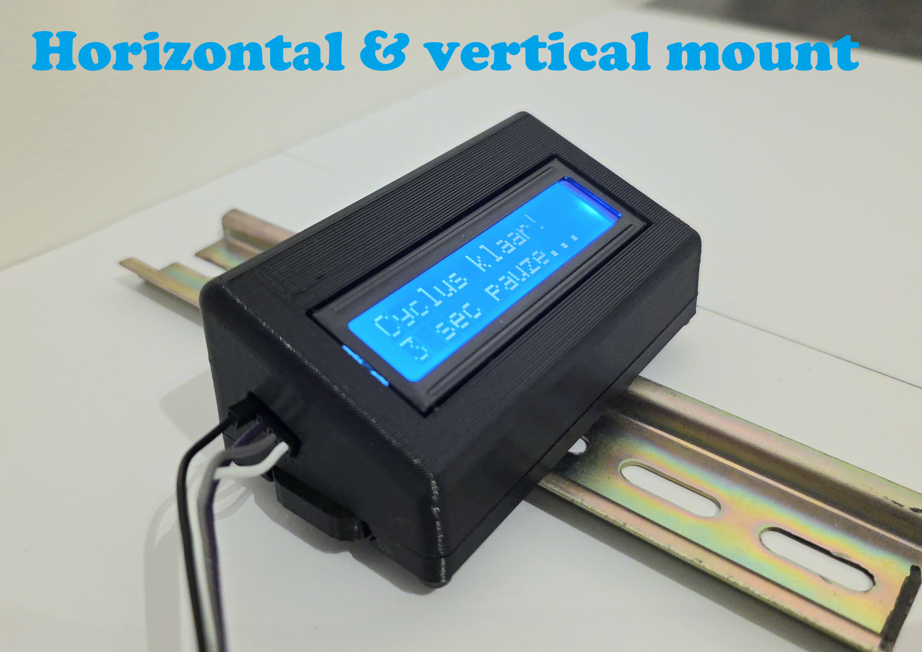 DIN rail 16x2 I2C LCD display case / mount / housing / box 3D model