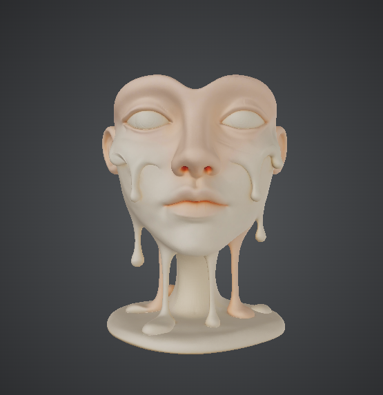 Melting Face Bust – Surreal Dripping Sculpture 3D model
