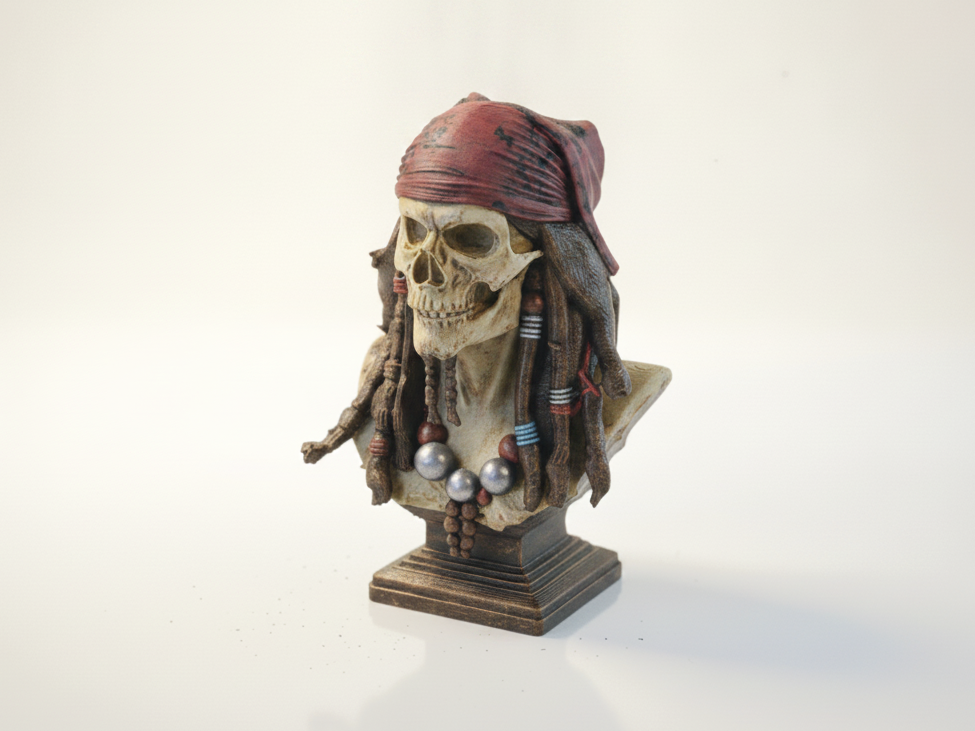 Jack Sparrow Skull Pirate Sculpture 3D Printable