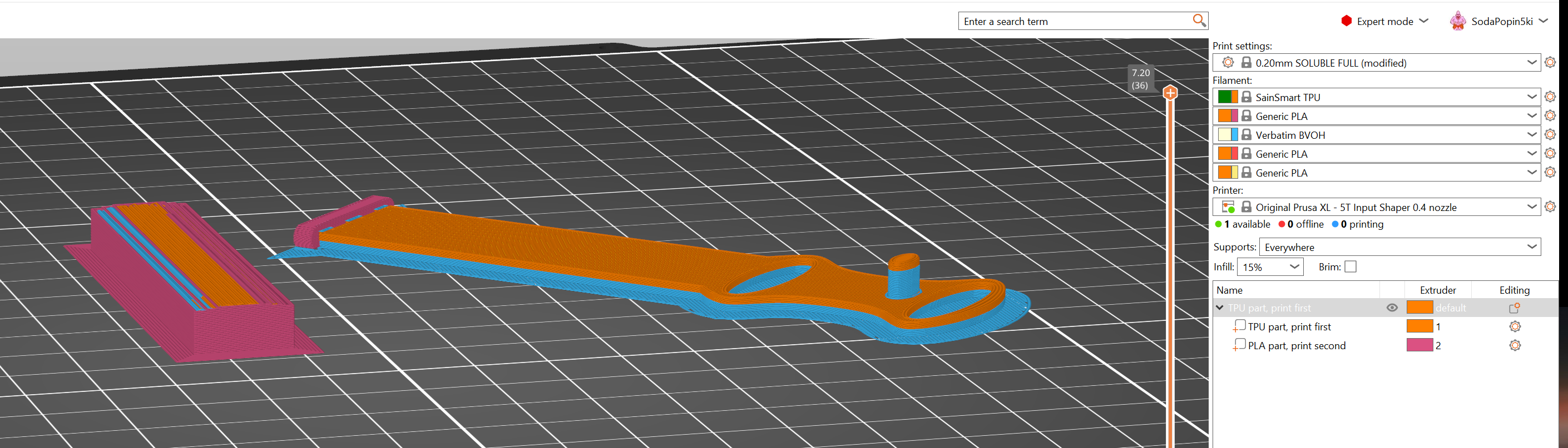 Versa 3 band for soluble/break away multimaterial printing
