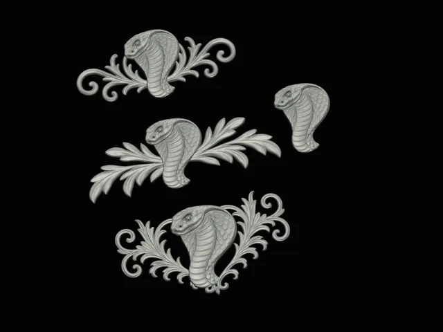 relief set snake cobra animal symbol model