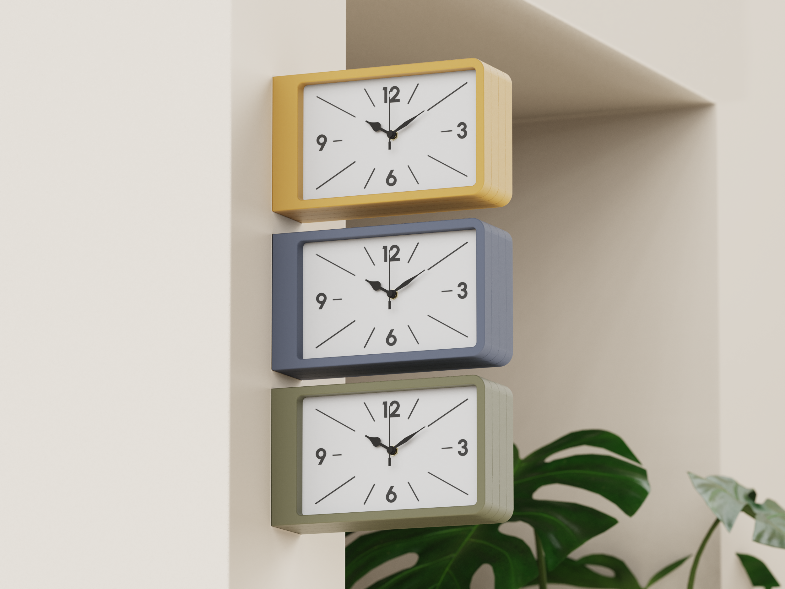 QUADRA - Rectangular Double Side Wall Clock - Dulton style — miniatura 4