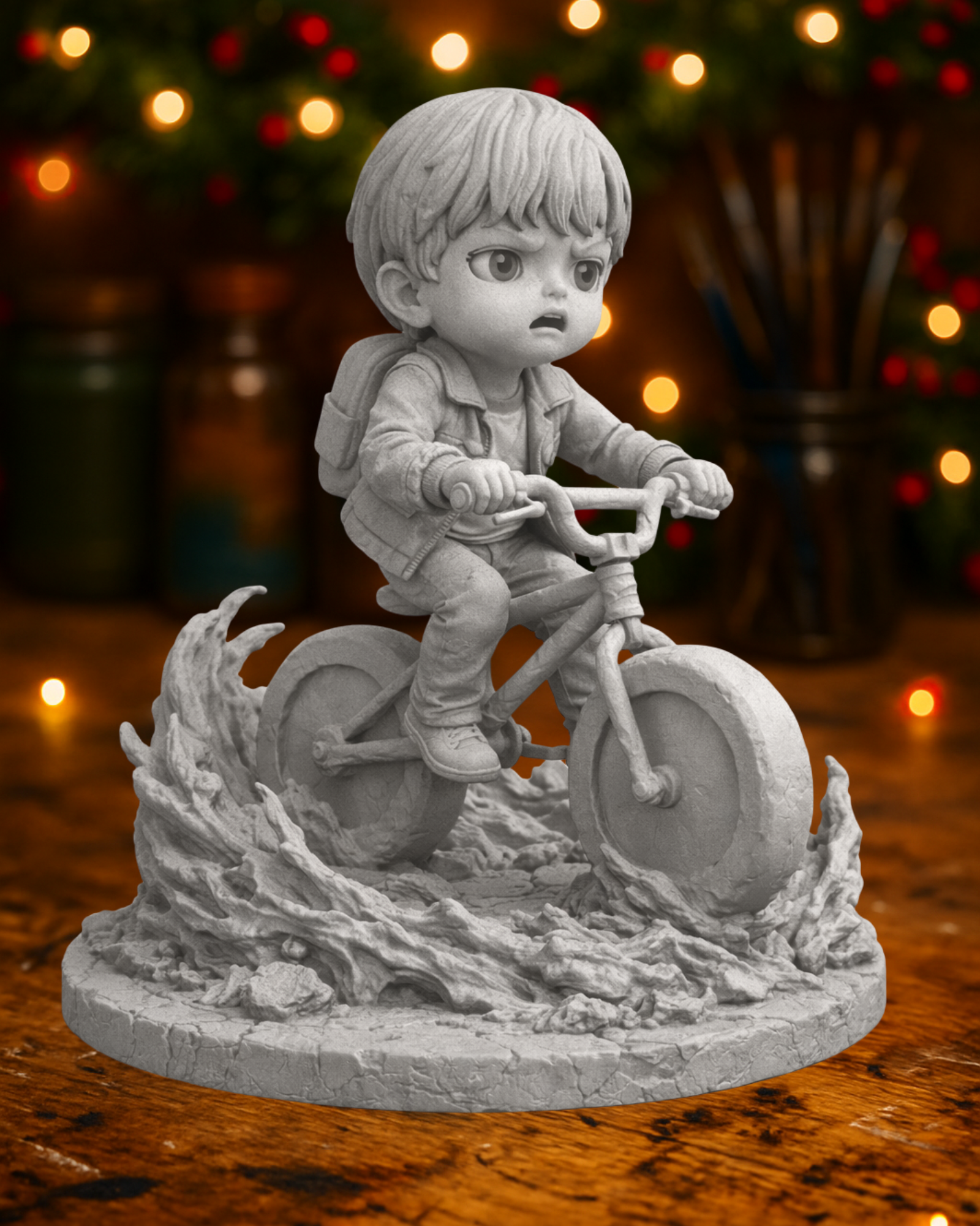 Chibi Eleven on Bike – Iconic Scene from Stranger Things