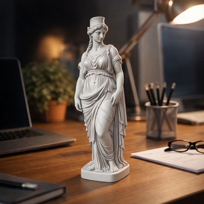 Greek statue with a young lady
