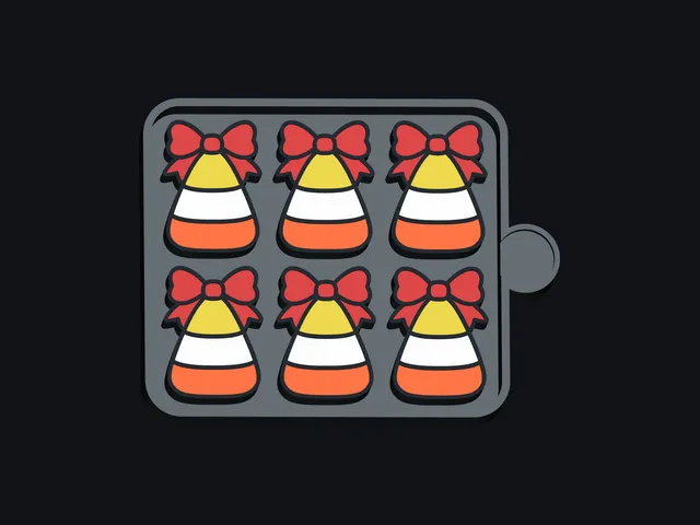 Candy Corn with Bow – Wax Melt Mold STL | 6, 9 & 12 Cavity Trays