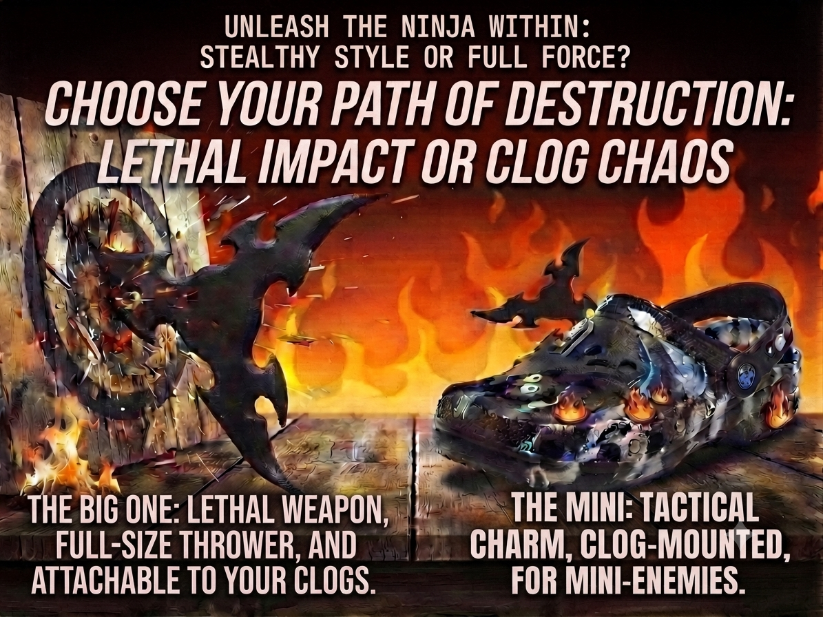 SHURIKEN: FULL-SCALE LETHAL THROWER OR MINI CLOG CHARM (ULTIMATE FLAME EDITION)