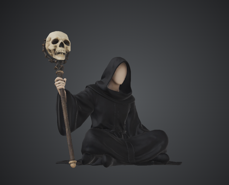 Faceless Dark Sorcerer – Hooded Skull Staff Warlock