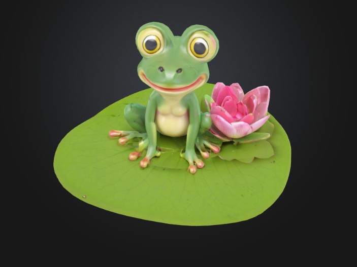 Frog on leaf with a rose