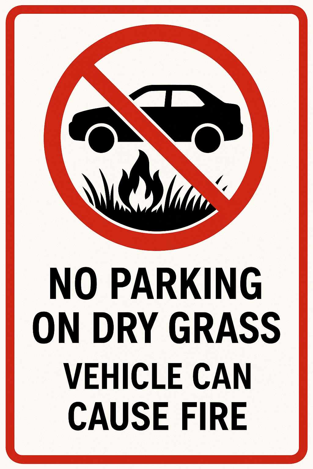 No Parking on Dry Grass Sign