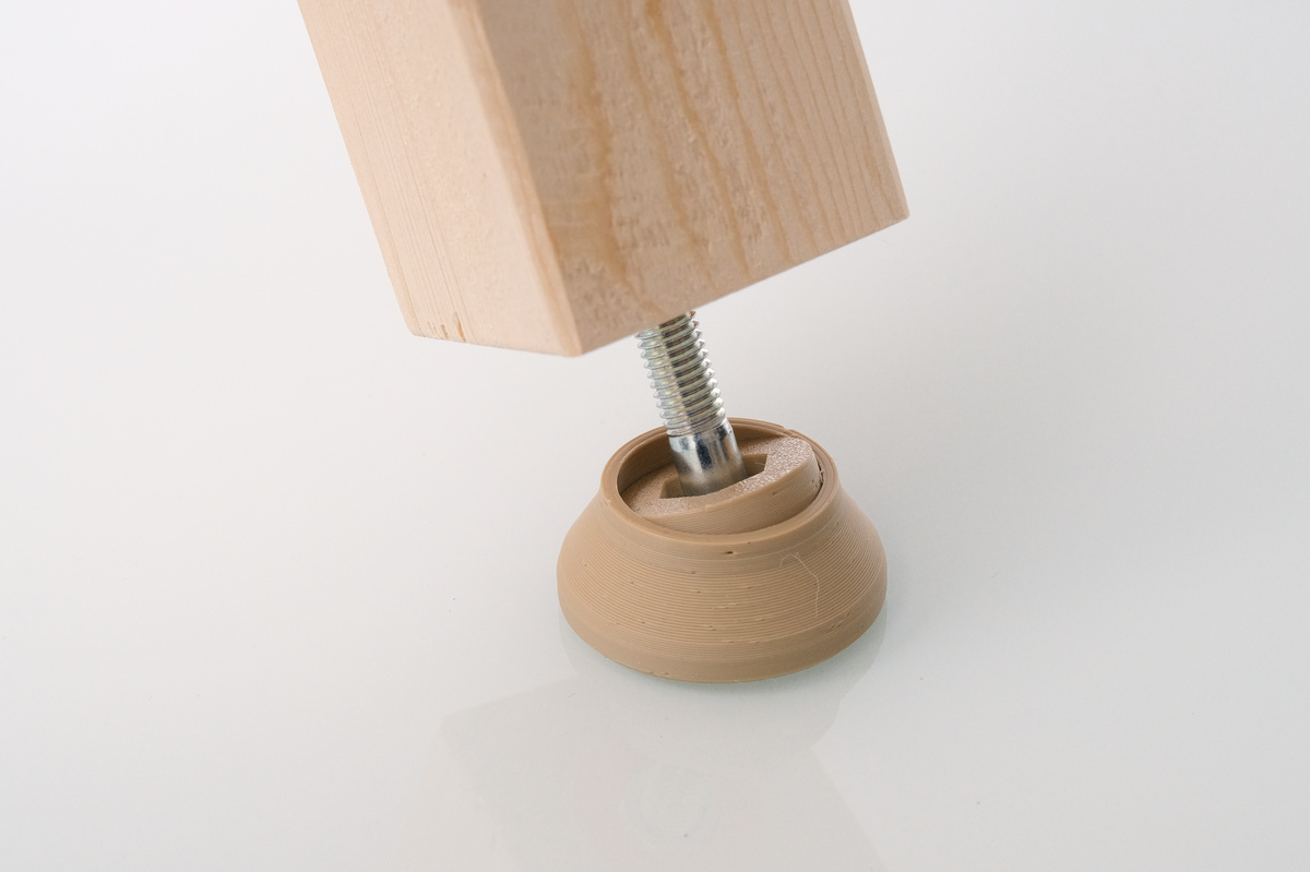 Ball-joint adjustable furniture feet using an M8 bolt