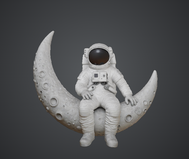 Astronaut Sitting on Crescent Moon