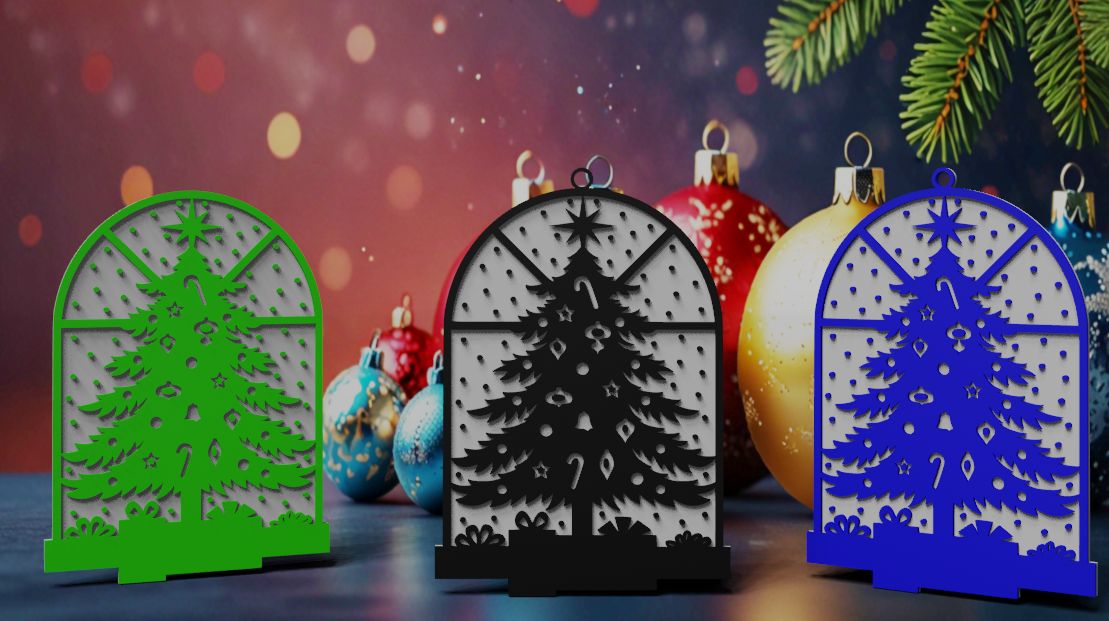 Christmas tree with presents (with and without ring)