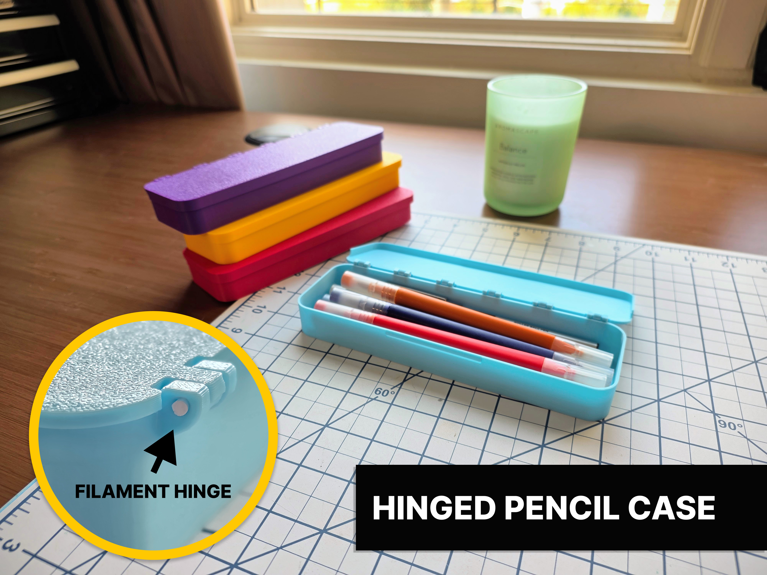 Pencil Case with Filament Hinge