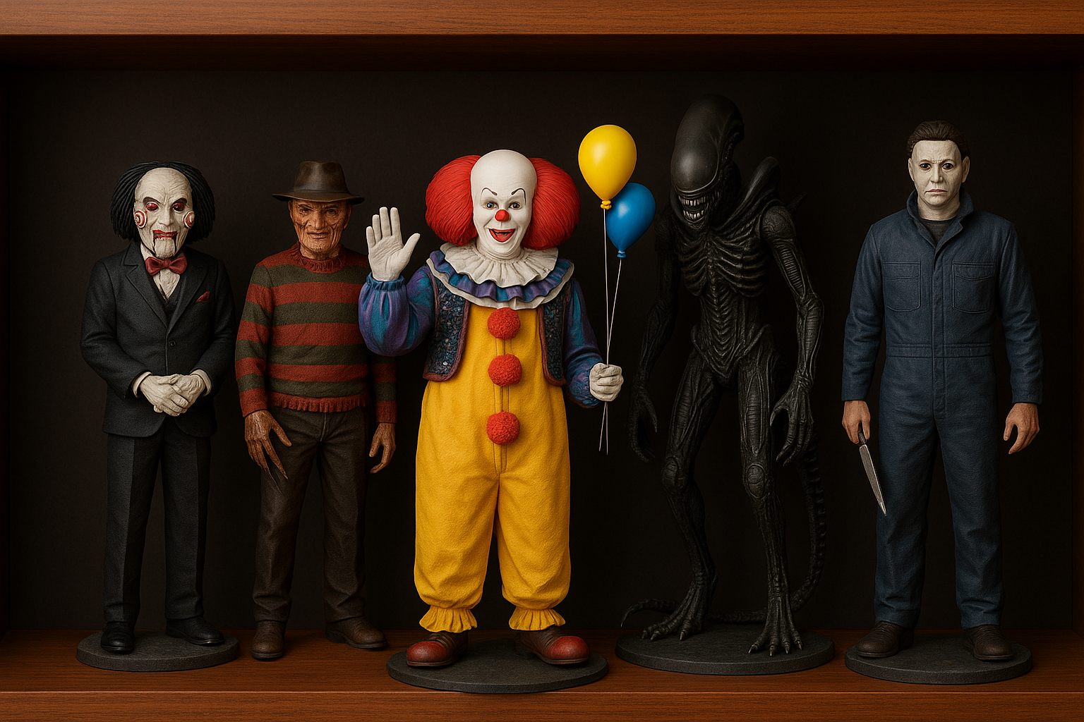 Pennywise Coleccionista – Figura 3D Detallada con Base y Globos