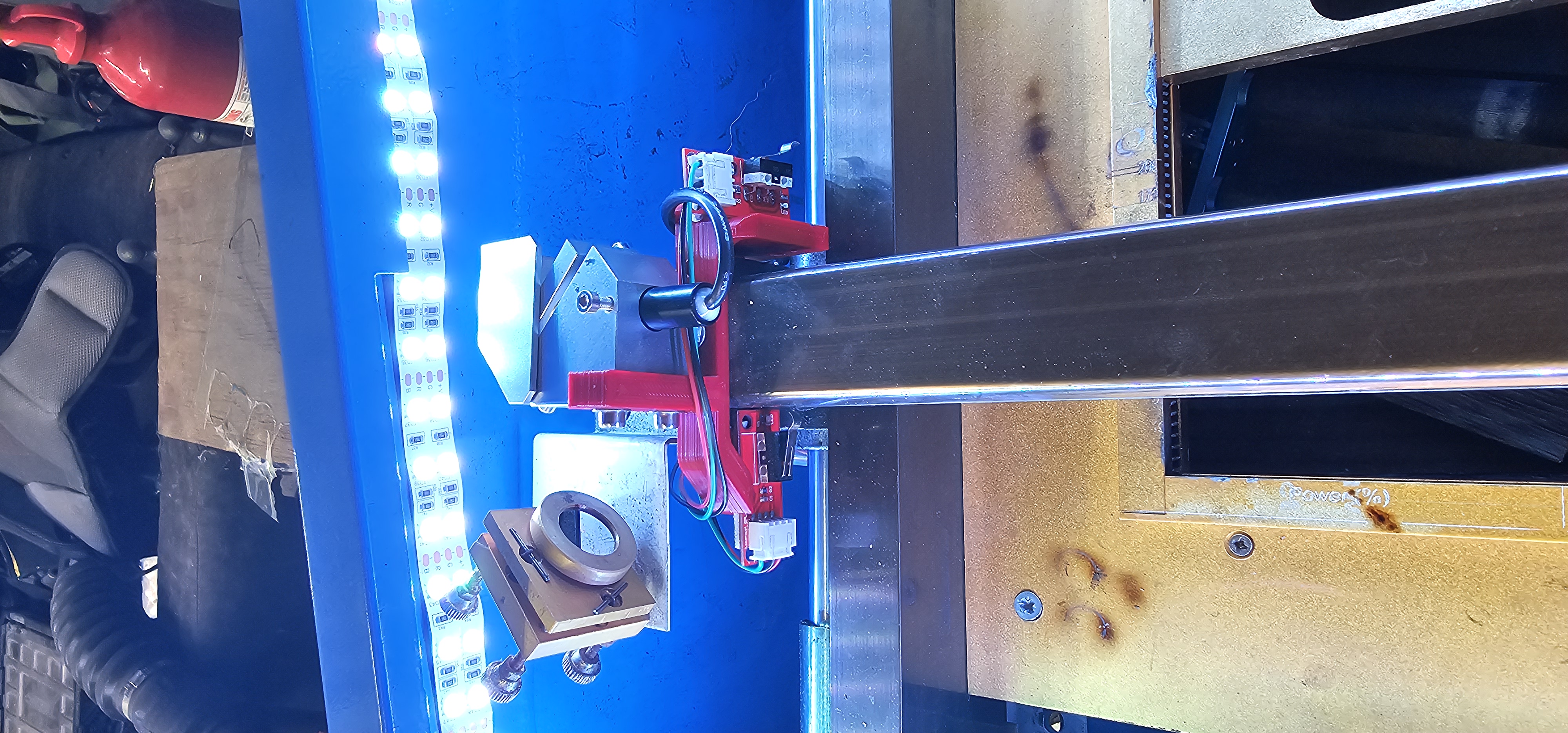 K40 laser engraver air assist dragchain, endstop beam combiner mount