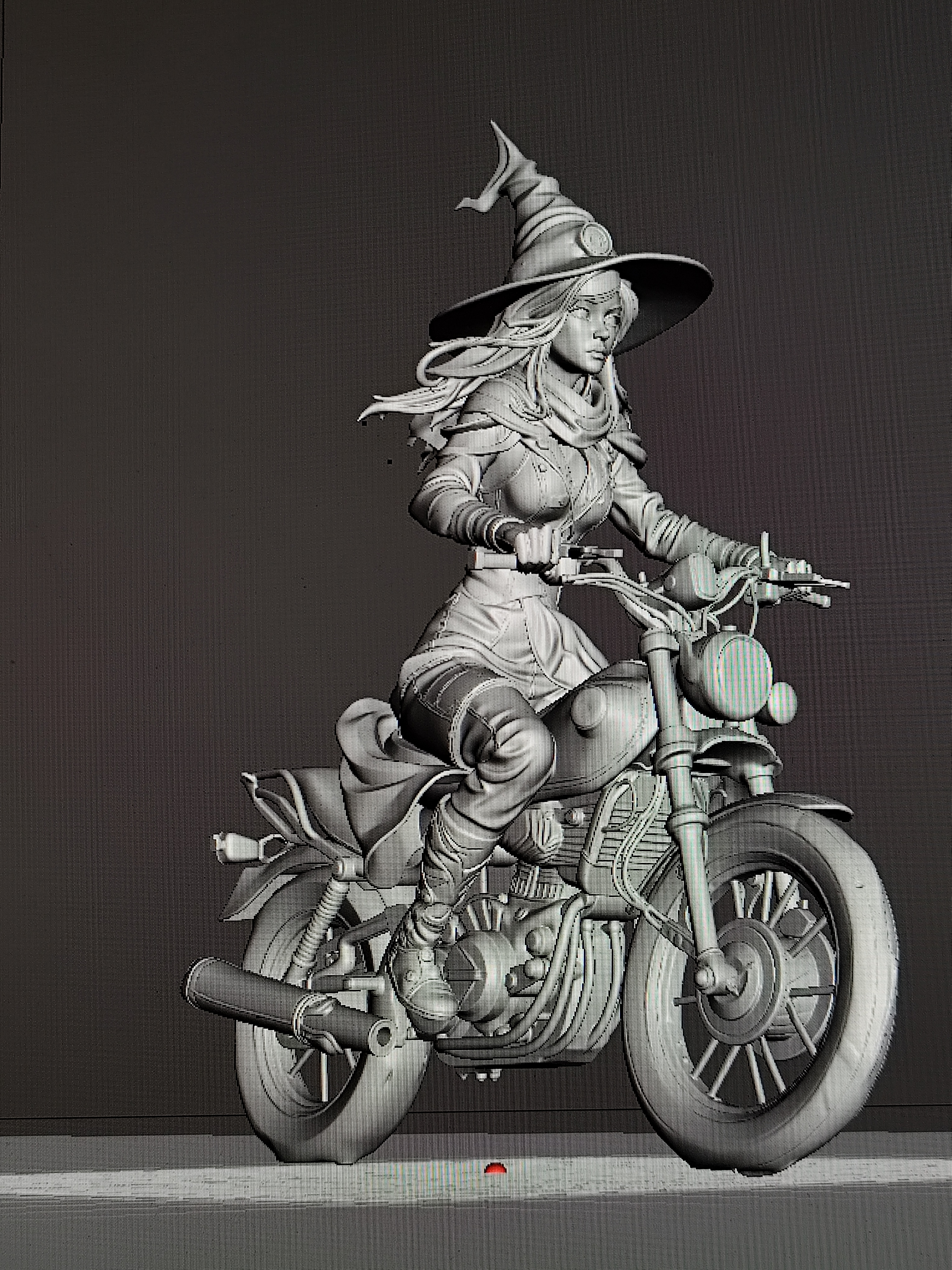 witch on a motorbike repair