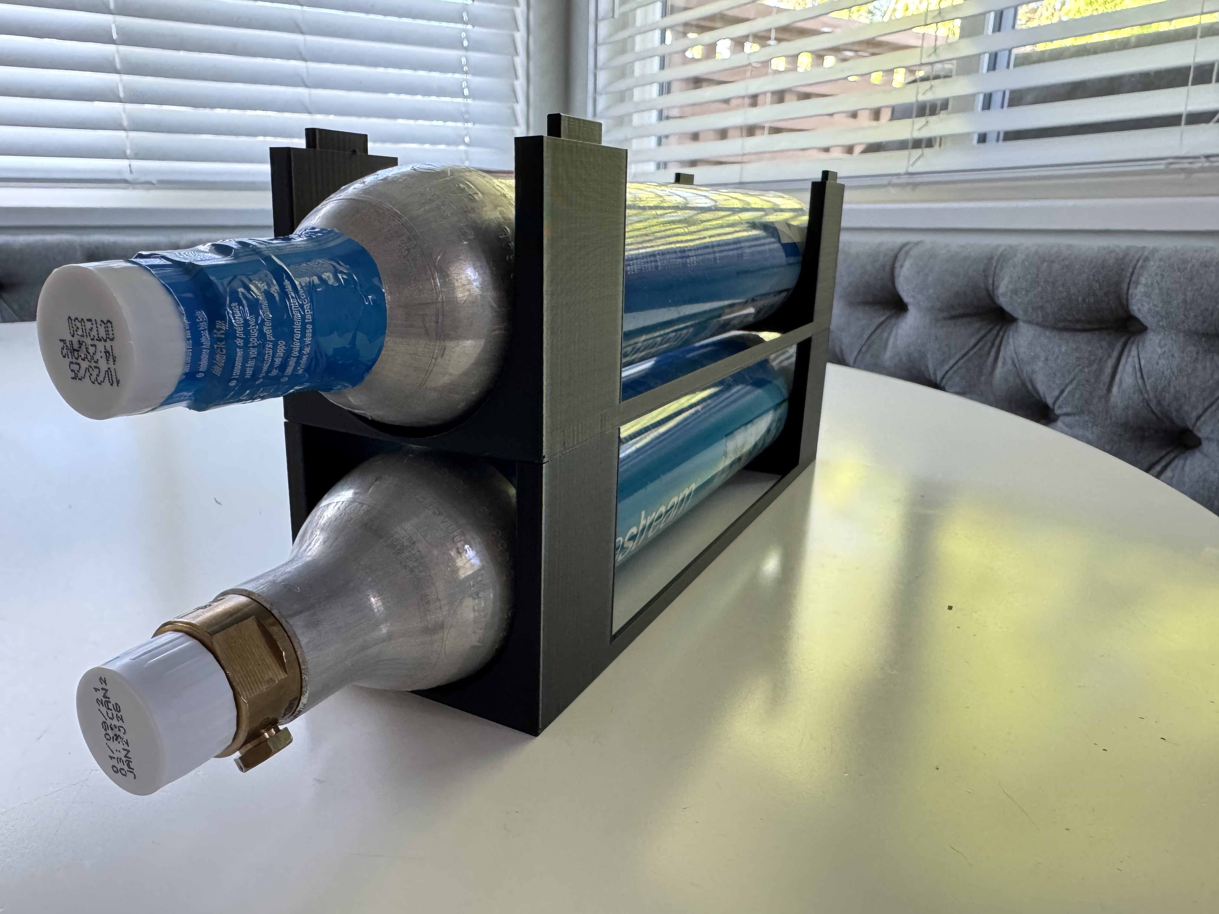 sideways soda stream cannister holder